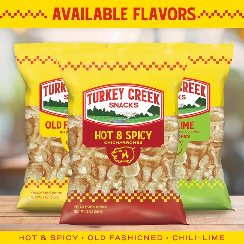 Miniatura 5 de Turkey Creek Chicharrones picantes y picantes, chicharrones de cerdo fritos – Pieles de cerdo con sabor picante – Bajo en carbohidratos, sin gluten