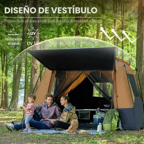 Miniatura 4 de EVER ADVANCED Tienda de campaña con diseño blackout para 10 personas, tienda de múltiples habitaciones para la familia, tiendas grandes con Naranja