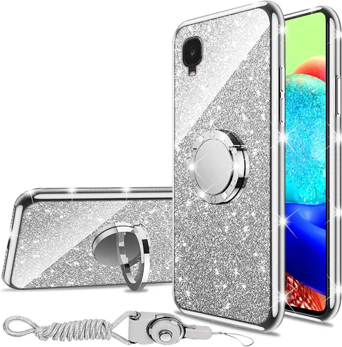 Miniatura 39 de nancheng Funda de teléfono para TCL A3X (A600DL), funda para Alcatel TCL A3X niñas y mujeres, bonita funda de silicona transparente con purpurina