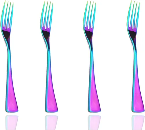 Miniatura 37 de JASHII Juego de cubiertos de 20 piezas de acero inoxidable multicolor para 4, utensilios de comida, incluye tenedores, cuchillos, cucharas, aptos
