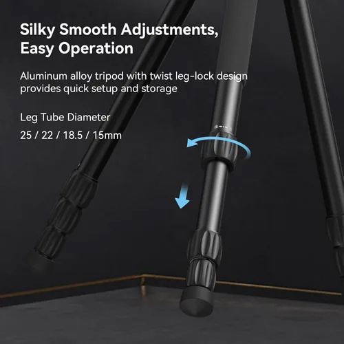 Miniatura 5 de SmallRig CT195 Kit de trípode de video, trípode de cámara de 73 pulgadas con cabezal fluido de inclinación panorámica para disparo