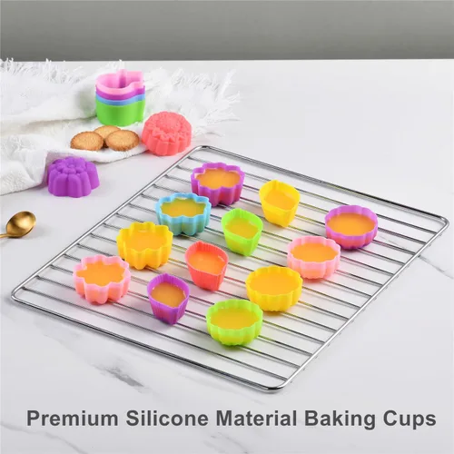 Miniatura 2 de 36 forros de silicona para cupcakes, tazas para hornear con múltiples formas de flores, moldes de silicona reutilizables de tamaño mini de 2 pulgadas