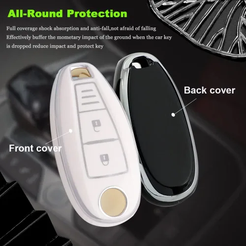 Miniatura 5 de Funda para llavero compatible con Suzuki Swift Vitara Grand Ii Sx4 Baleno Kizashi Jimny Ignis accesorios de automóvil TPU borde plateado inteligente