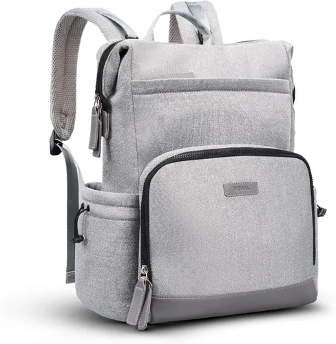 Miniatura 9 de VONAL Mochila para pañales, bolsas ligeras para pañales para bebé, bolsa de pañales grande de viaje con cambiador, mochila de pañales negra