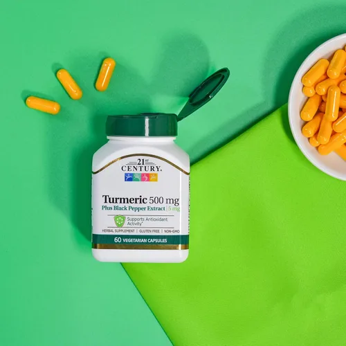 Miniatura 7 de 21st Century Cúrcuma 500 mg más extracto de pimienta negra cápsulas vegetarianas, 60