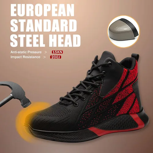Miniatura 2 de ARCHINSERT Zapatos de punta de acero para hombres y mujeres, zapatos de seguridad indestructibles, resistentes al deslizamiento, puntera de acero