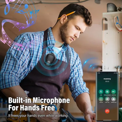 Miniatura 3 de Altavoz Bluetooth Vestible, altavoces portátiles inalámbricos con clip, altavoz de clip impermeable IP56 de hasta 18 horas de duración de la Negro