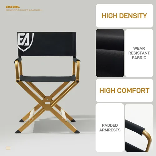 Miniatura 8 de EVER ADVANCED Silla de directores de aluminio, sillas plegables de cine de estudio, silla de vendedor de eventos, 19 pulgadas de altura del asiento