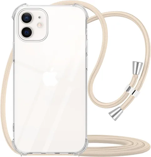 Miniatura 17 de Funda cruzada para iPhone 13 Mini, transparente, ajustable, para el hombro, correa de cordón, para mujeres y niñas, funda protectora delgada suave