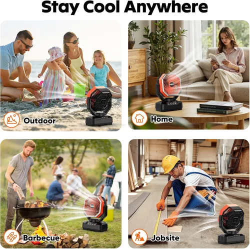 Miniatura 8 de COZII Ventilador portátil recargable, ventilador de batería de 20000 mAh de hasta 70 horas de funcionamiento, ventilador de campamento con luz LED