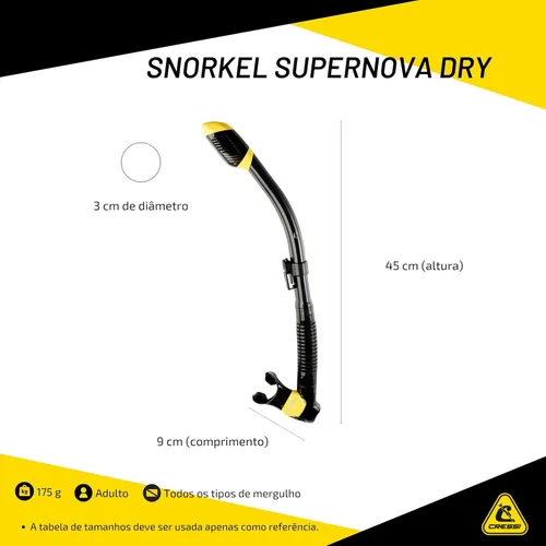 Miniatura 5 de Cressi Adult Diving Dry Snorkel with Splash Guard and Top Valve - Supernova Dry: Designed in Italy Transparente/Cobalto