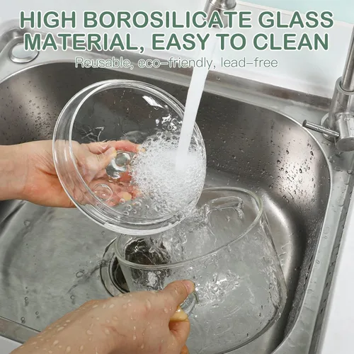Miniatura 7 de Olla a fuego lento para estufa, popurrí de vidrio con tapa para estufa, 64.2 fl oz 66 oz cacerola de cocina transparente para el hogar, cuencos