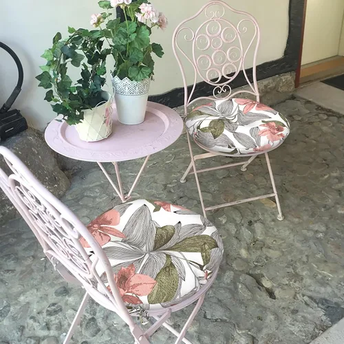Miniatura 8 de LVTXIII Cojines de asiento para exteriores para todo tipo de clima, con lazos, cómodos cojines redondos para sillas de bistró para el hogar