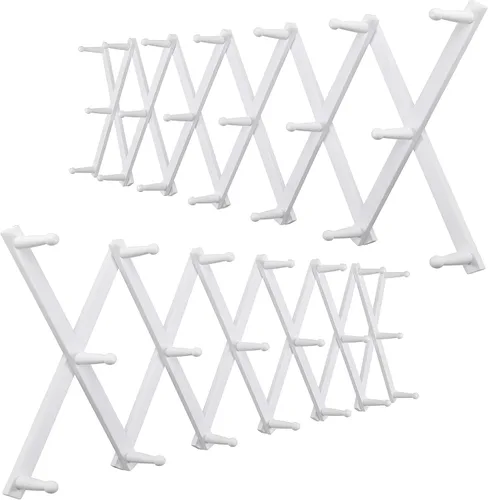 Miniatura 26 de WEBI Acordeón para colgar en la pared, percha de pared para sombreros, acordeón, expandible, de madera, montado en la pared, estante de gancho