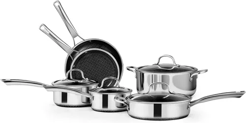Miniatura 8 de Bonnlo Juego de utensilios de cocina de 3 piezas, juego de sartenes de acero inoxidable de 3 capas, juego de cocina no tóxico, apto para horno