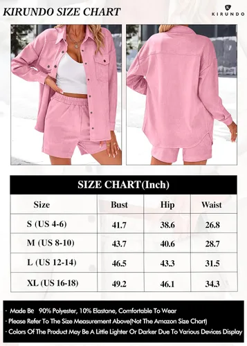 Miniatura 6 de KIRUNDO Conjunto casual de dos piezas para mujer, de manga larga, chaqueta y pantalones cortos