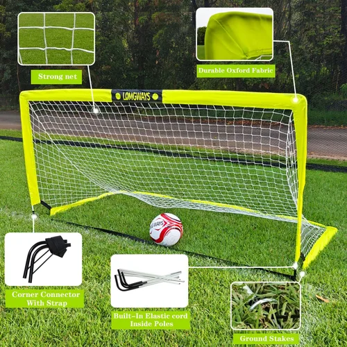 Miniatura 4 de LOMGWAYS Soccer Goal – Foldable Frame Net for Kids + Youth – Indoor + Outdoor Soccer Goal with Carry Bag – Easy Set up – Multiple Sizes for Practice