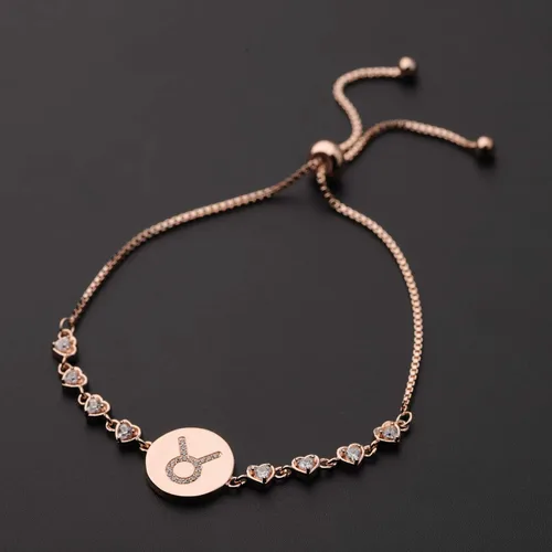 Miniatura 2 de ENSIANTH Pulsera ajustable con signo del zodiaco de oro rosa, regalo de cumpleaños para mujer