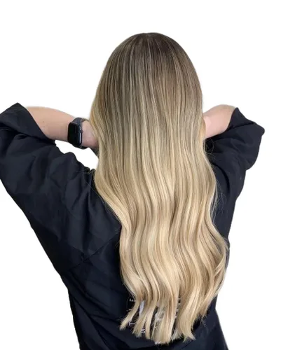 Miniatura 8 de Tressmatch 16 pulgadas (18 pulgadas) Remy extensiones de cabello humano clip en ombre apagado Negro/Medio/Castaña café Full Head Volumen Set 9