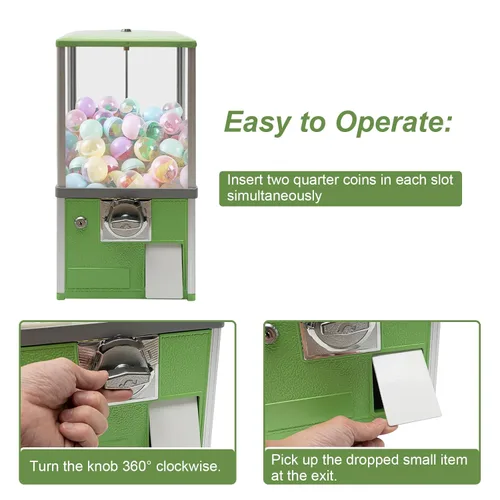 Miniatura 4 de Máquina expendedora comercial Máquina expendedora de cápsulas de 21 pulgadas para 1.77-1.97 pulgadas Twist Egg Candy Gumball Toy Máquina Verde