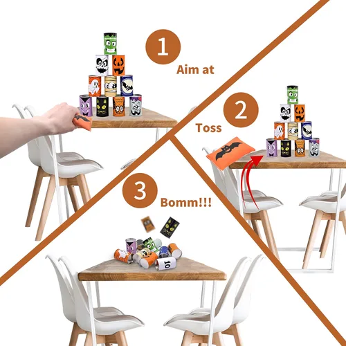 Miniatura 5 de JOYIN Juego de 13 piezas de Halloween para carnaval para lanzar bolsas de frijoles para niños y adultos, decoración de trucos o tratos, suministros
