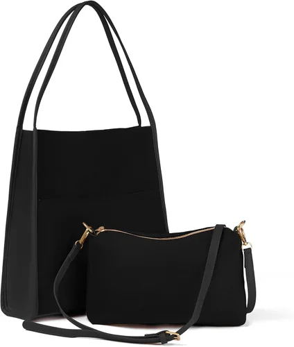 CALUOMATT Bolso de mano para mujer, bolso de mano de cuero para mujer, grande, suave, vintage, moderno, de gamuza, bolso cruzado de 2 piezas