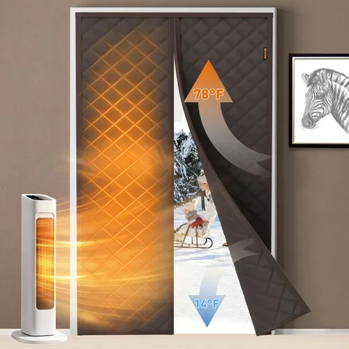 Miniatura 16 de MAGZO Cortina aislante para puerta corrediza de vidrio para invierno, 72 x 80 pulgadas, relleno Oxford mejorado con algodón grueso, kit de Gris