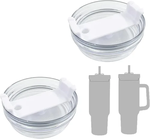 Miniatura 14 de Paquete de 2 tapas para vaso de 40 onzas compatibles con Stanley Quencher, cubiertas de vaso de acero inoxidable a prueba de derrames y resistentes