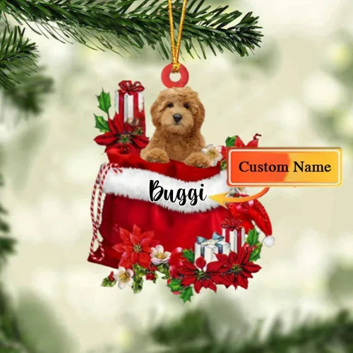 Miniatura 194 de Perro Akita Inu personalizado en bolsa de regalo, adorno de Navidad, nombre personalizado, regalo para amantes de los perros, familia, Navidad