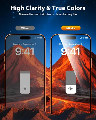 Miniatura 5 de Mkeke Protector de pantalla de privacidad para iPhone 17 Pro, 3 unidades, vidrio templado 9H+ [protección contra caídas de grado militar de 16 pies]