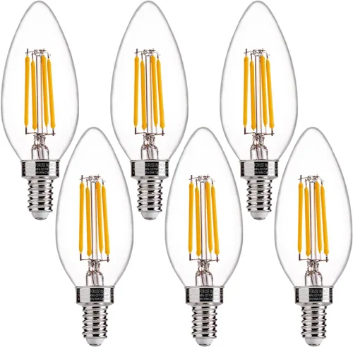 Miniatura 32 de FLSNT Amber LED Candelabra Light Bulbs 40W Equivalent, B11 E12 LED Chandelier Bulbs, 2200K Warm White, Dimmable, 330LM, 96 Pack UL,CA65 Listed.