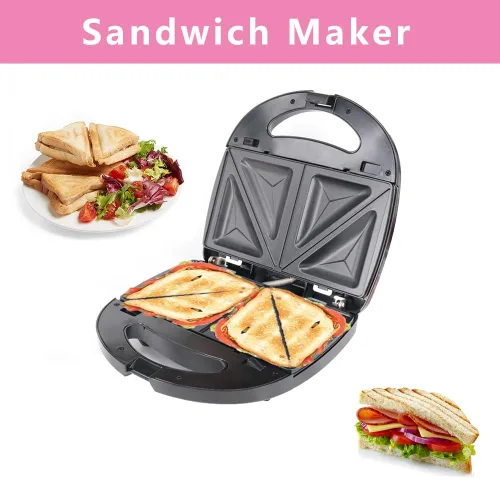 Miniatura 4 de Máquina eléctrica de gofres tipo sándwich 3 en 1, tostadora de postre Panini con 3 platos antiadherentes extraíbles, juego de hierro intercambiable