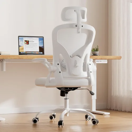Miniatura 3 de Farini Silla ergonómica de oficina, Silla de escritorio para oficina en casa con reposacabezas, Silla de computadora de respaldo alto con blanco