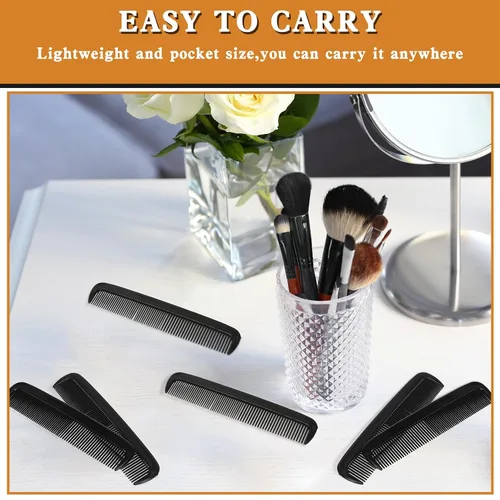 Miniatura 5 de Yaomiao 500 peines de bolsillo negros a granel de 5 pulgadas de plástico para cabello y viaje de dientes finos para mujeres y hombres