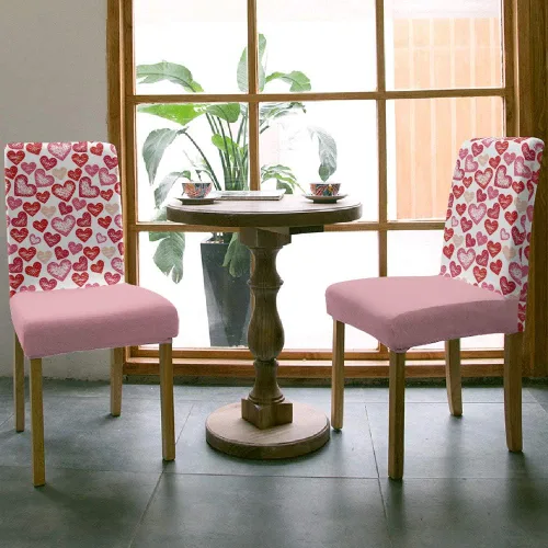 Miniatura 3 de Funda para silla de San Valentín, diseño de corazón de amor, fundas protectoras de asiento para silla de San Valentín, 6 unidades, diseño