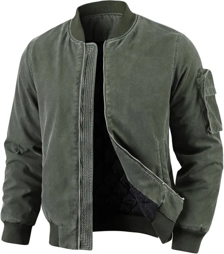 Miniatura 10 de Oymyakon Chaqueta bomber acolchada para hombre, lavada para otoño e invierno, cálida, chaquetas militares informales, abrigos acolchados