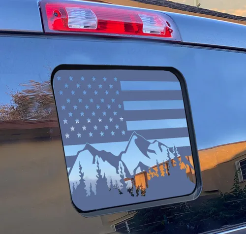 Miniatura 9 de Xinghe para Ford F150 F250 F350 2015-2025 2026, Calcomanías de bandera americana para ventana trasera, Calcomanía de bandera USA mate para ventana