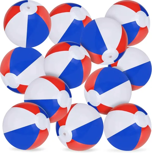 ArtCreativity Pelotas de playa patrióticas de 16 pulgadas para niños (paquete de 12) juguetes inflables de verano para niños y niñas, decoraciones
