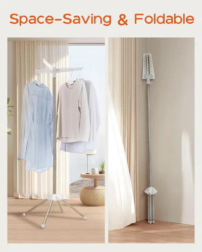 Miniatura 3 de CASAMAYA Tendedero de Ropa Plegable, Tendedero de Ropa con Trípode de 59 Pulgadas para Interiores con Riel Giratorio para 27 Piezas de Ropa, Ahorro
