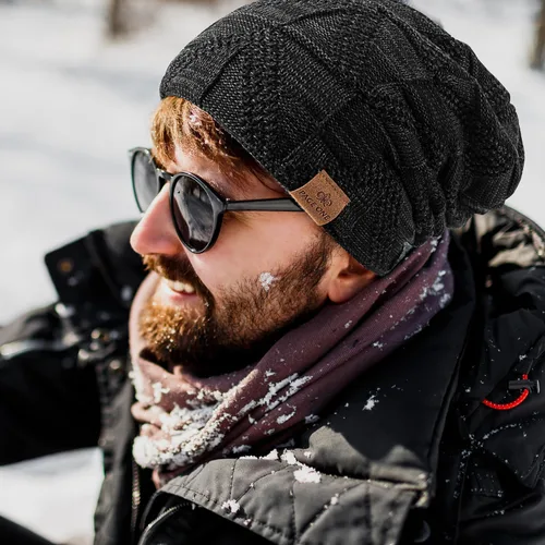 Miniatura 5 de PAGE ONE Mens Winter Slouchy Beanie Warm Fleece Lined Skull Cap Baggy Cable Knit Hat