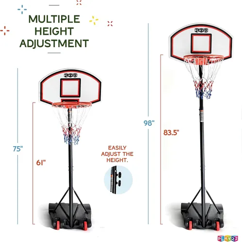 Miniatura 5 de Play22 Aro de baloncesto ajustable para niños, altura de 5 a 7 pies, aro de baloncesto portátil para niños, adolescentes, jóvenes y adultos