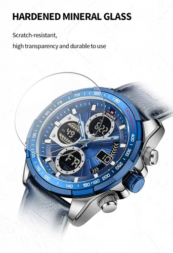 Miniatura 4 de NAVIFORCE Relojes digitales militares para hombre reloj analógico de cuarzo impermeable reloj deportivo multifuncional de cuero
