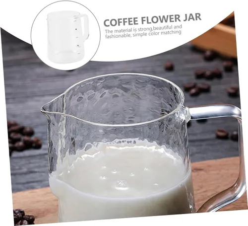 Miniatura 9 de Jarra de espuma de leche de café, tazas medidoras de vidrio, taza de vidrio mezcladora con asa, 16.9 fl oz para medida de vapor de café expreso