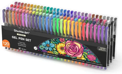 Shuttle Art 120 colores únicos (sin duplicados) bolígrafos de gel, juego de bolígrafos de gel para libros de colorear para adultos, marcadores de