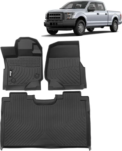 Miniatura 26 de FREEMOTOR802 Compatible con Ford Maverick 2.5L híbrido 2022-2025, alfombrillas de piso negras moldeadas en 3D, protección para 1ª y 2ª fila