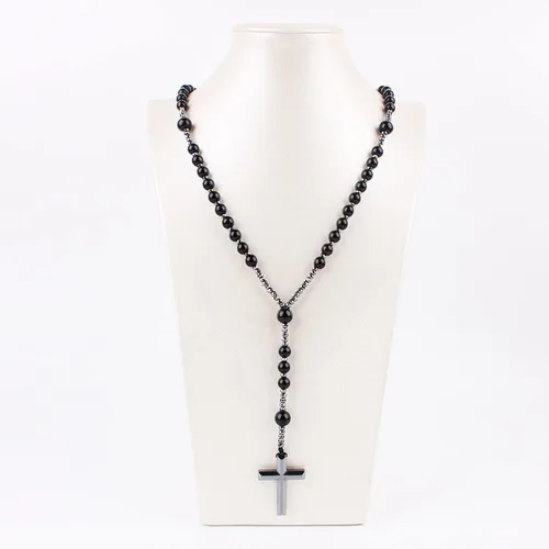 Miniatura 3 de Rosary for Men, Cross Necklace for Men, Tiger Eye Black Obsidian Rosary Beads for Women, Rosarios Catolicos