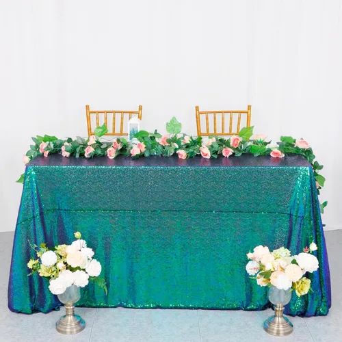 Miniatura 15 de ShiDianYi Mantel de lentejuelas color azul bebé, de 50 x 72 pulgadas, mantel rectangular de lentejuelas para decoración de boda - 200111E