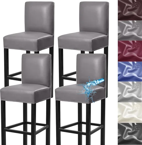 Miniatura 9 de Fundas para taburetes de bar, paquete de 2 fundas elásticas impermeables de poliuretano con respaldo, fundas extraíbles para taburetes de bar