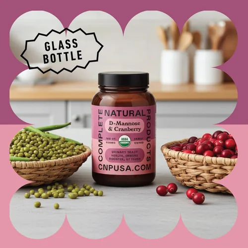 Miniatura 4 de Complete Natural Products Cápsulas orgánicas de D-manosa y arándano de 520 mg 100 unidades Soporte UT a base de plantas Vegano, sin OMG