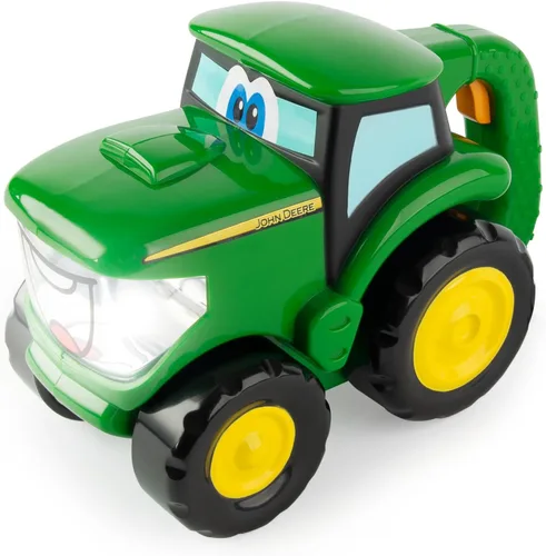 TOMY John Deere Johnny Tractor - Linterna de Juguete 2 en 1 para Niños y Tractor de Juguete con Ruedas de Rodamiento Libre - Juguetes con Licencia